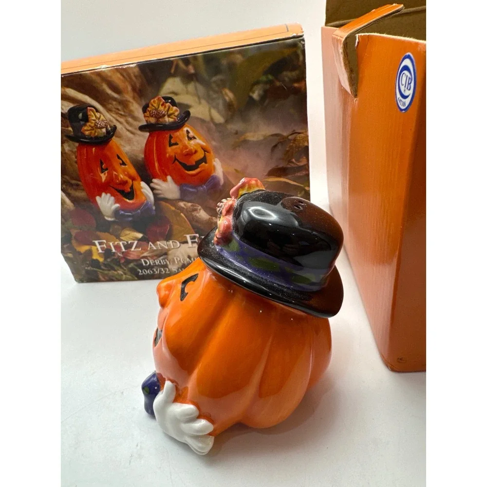 Fitz and Floyd Pumpkin‎ Pepper Shaker with Box Halloween Ceramic